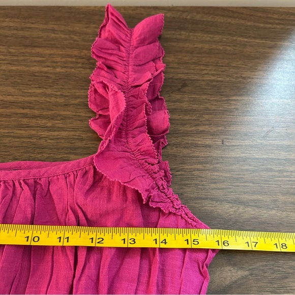 ❤️ Old Navy Fuchsia Ruffle Eye Lit Blouse M - Picture 8 of 9